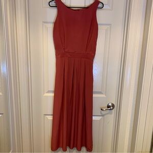 Elegant Sleeveless Coral Melon colored maxi dress
